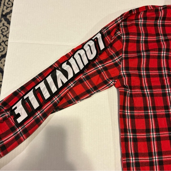 FOCO Mens Size XL Louisville Cardinals Flannel Plaid Long Sleeve Button Up Shirt - Picture 4 of 10